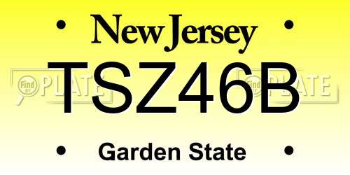 TSZ46B New Jersey License Plate