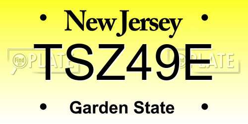 TSZ49E New Jersey License Plate