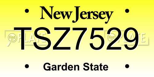 TSZ7529 New Jersey License Plate