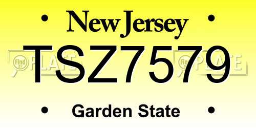 TSZ7579 New Jersey License Plate