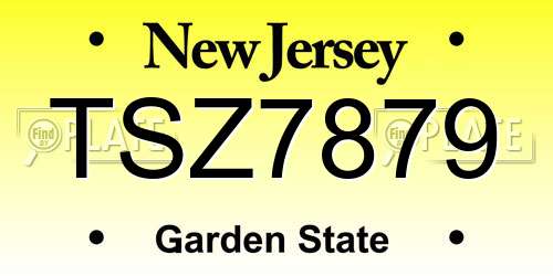 TSZ7879 New Jersey License Plate