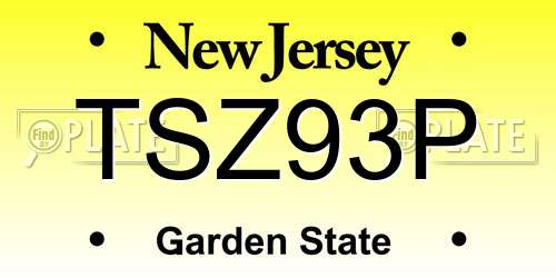 TSZ93P New Jersey License Plate