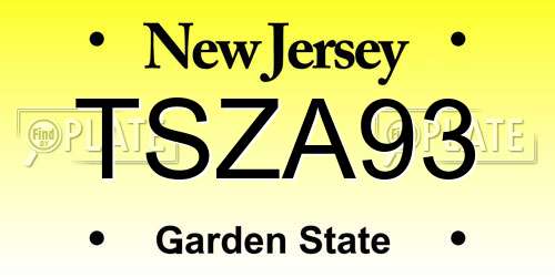 TSZA93 New Jersey License Plate