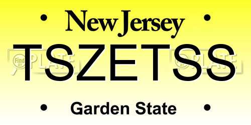 TSZETSS New Jersey License Plate