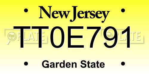 TT0E791 New Jersey License Plate