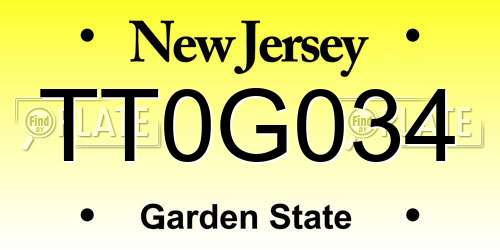 TT0G034 New Jersey License Plate
