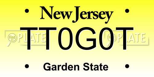 TT0G0T New Jersey License Plate