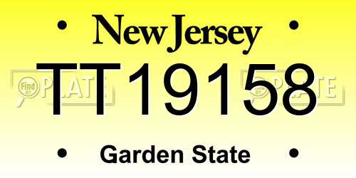 TT19158 New Jersey License Plate