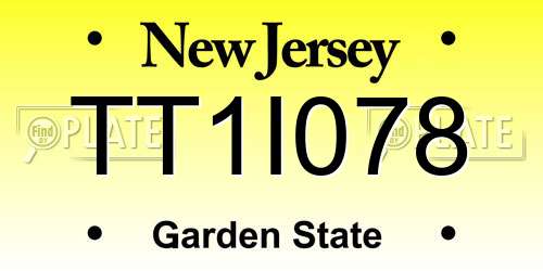 TT1I078 New Jersey License Plate