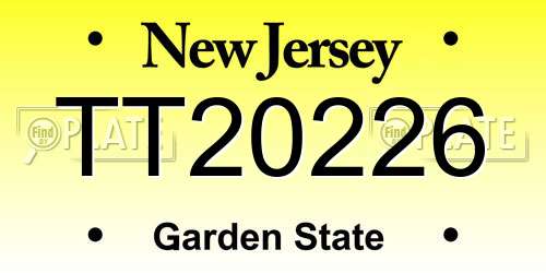 TT20226 New Jersey License Plate