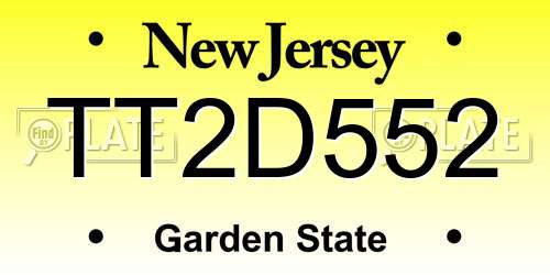 TT2D552 New Jersey License Plate