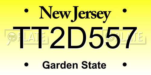 TT2D557 New Jersey License Plate