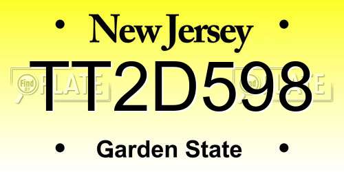 TT2D598 New Jersey License Plate