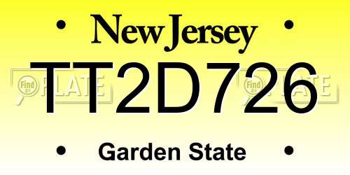 TT2D726 New Jersey License Plate