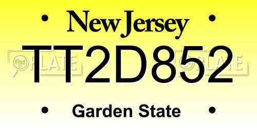 TT2D852 New Jersey License Plate
