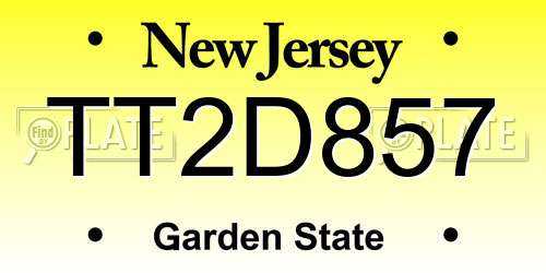 TT2D857 New Jersey License Plate