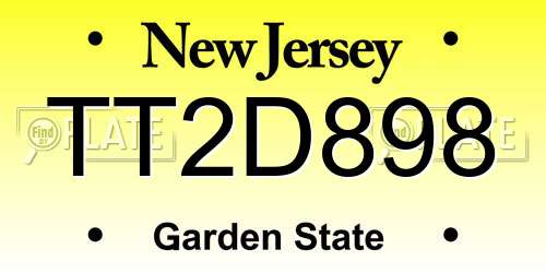 TT2D898 New Jersey License Plate