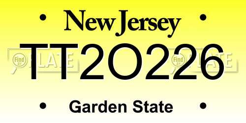 TT2O226 New Jersey License Plate