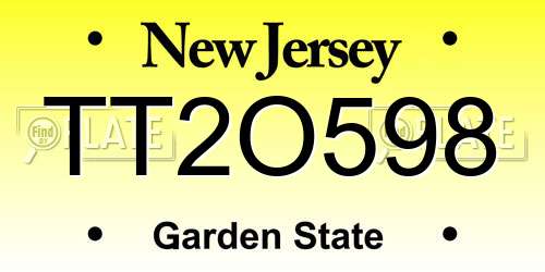 TT2O598 New Jersey License Plate