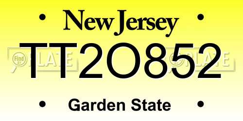 TT2O852 New Jersey License Plate