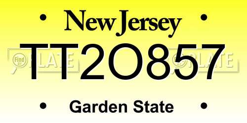 TT2O857 New Jersey License Plate