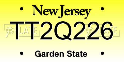 TT2Q226 New Jersey License Plate