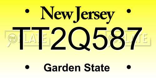 TT2Q587 New Jersey License Plate