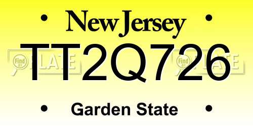 TT2Q726 New Jersey License Plate
