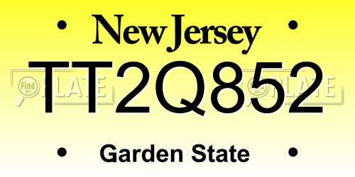 TT2Q852 New Jersey License Plate
