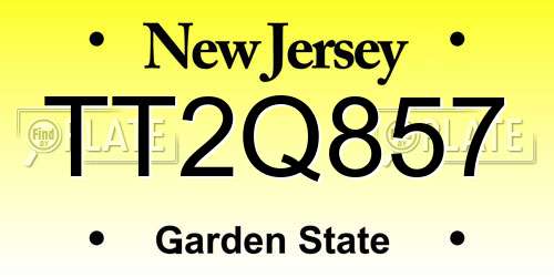 TT2Q857 New Jersey License Plate