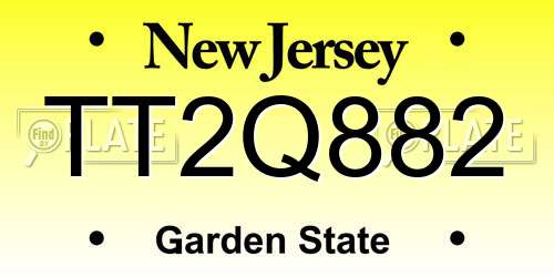 TT2Q882 New Jersey License Plate