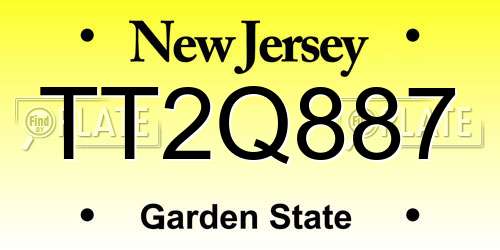 TT2Q887 New Jersey License Plate