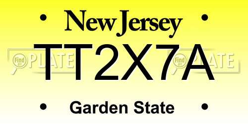 TT2X7A New Jersey License Plate