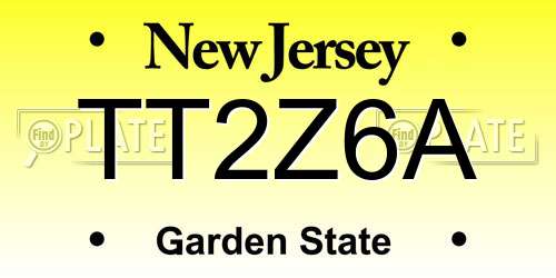TT2Z6A New Jersey License Plate
