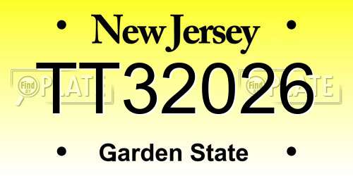 TT32026 New Jersey License Plate