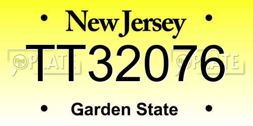 TT32076 New Jersey License Plate