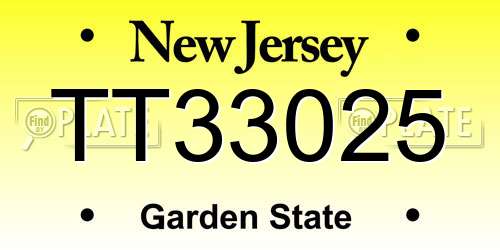 TT33025 New Jersey License Plate