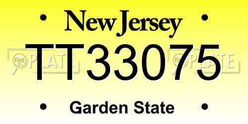 TT33075 New Jersey License Plate