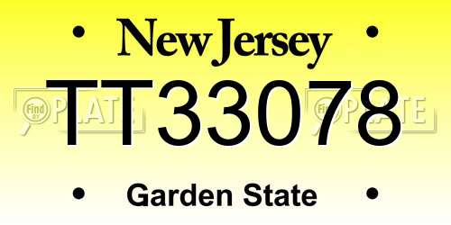 TT33078 New Jersey License Plate