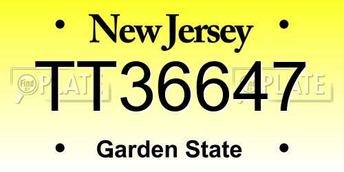 TT36647 New Jersey License Plate