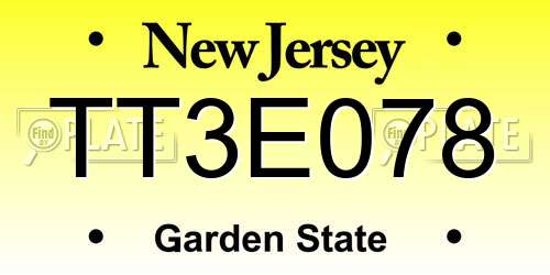 TT3E078 New Jersey License Plate