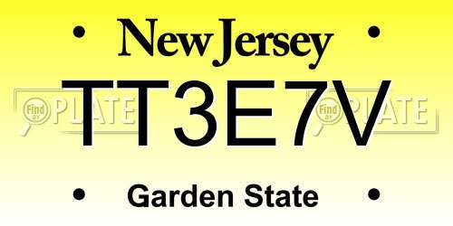TT3E7V New Jersey License Plate