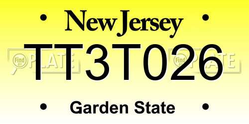 TT3T026 New Jersey License Plate
