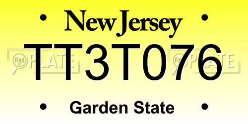 TT3T076 New Jersey License Plate