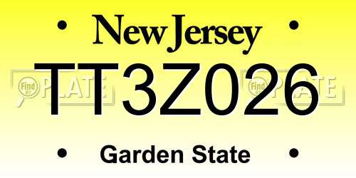 TT3Z026 New Jersey License Plate
