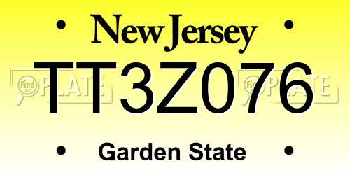 TT3Z076 New Jersey License Plate