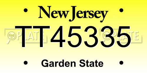 TT45335 New Jersey License Plate