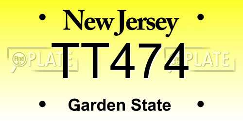 TT474 New Jersey License Plate