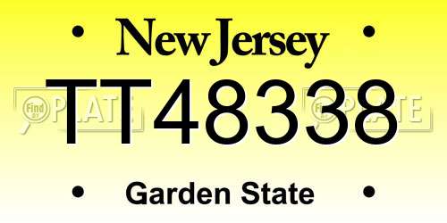 TT48338 New Jersey License Plate