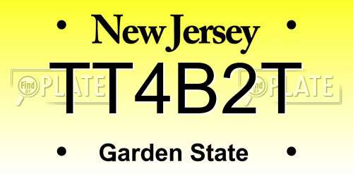 TT4B2T New Jersey License Plate